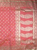 Banaras pattu saree in light pink color allover zari motifs & zari border with brocade pallu and brocade blouse