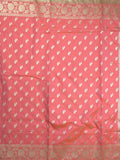 Banaras pattu saree in light pink color allover zari motifs & zari border with brocade pallu and brocade blouse