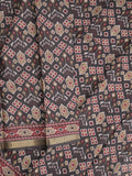Maheshwari fancy saree black color with allover patola design & small zari border and contrast printed blouse
