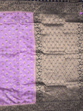 Banaras fancy saree light purple color allover zari motifs & zari border with rich pallu and attached blouse