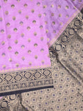 Banaras fancy saree light purple color allover zari motifs & zari border with rich pallu and attached blouse
