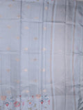 Kota fancy sarees in pastel grey color allover zari motifs with printed border and printed blouse