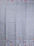 Kota fancy sarees in pastel grey color allover zari motifs with printed border and printed blouse