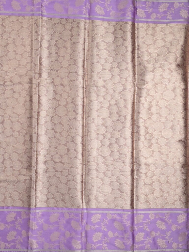 Tissue fancy saree light beige color allover weaves & contrast border with self pallu and attached blouse