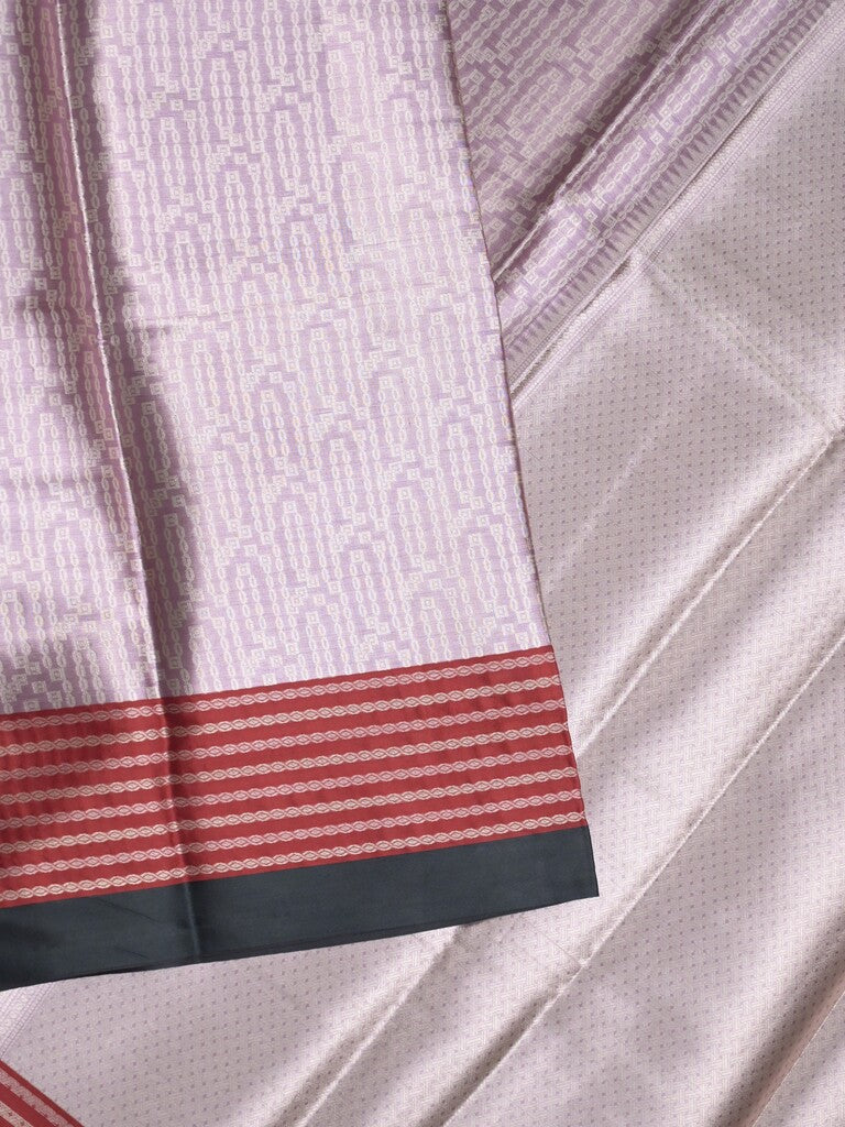Tissue fancy saree light purple color allover weaves & contrast border with self pallu and attached blouse