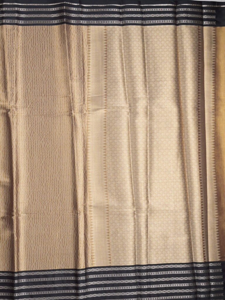 Tissue fancy saree cream color allover weaves & contrast border with self pallu and attached blouse