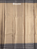 Tissue fancy saree cream color allover weaves & contrast border with self pallu and attached blouse
