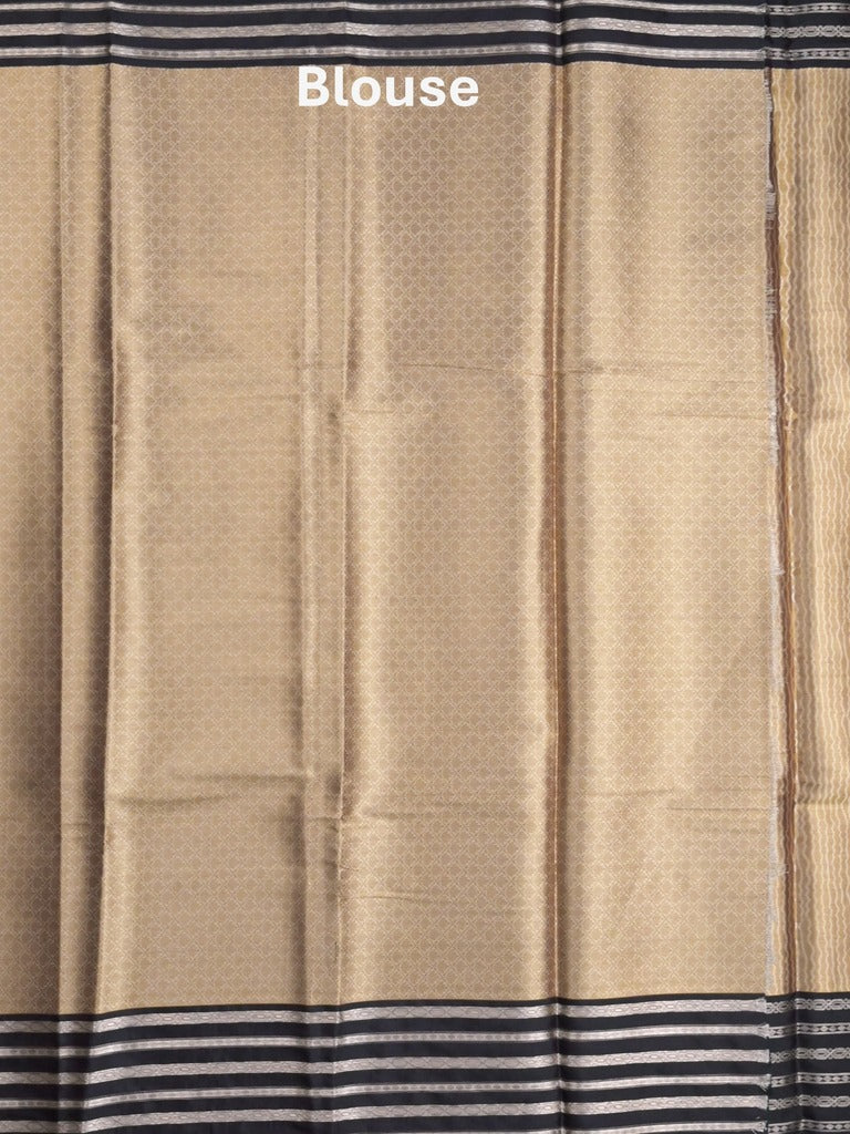 Tissue fancy saree cream color allover weaves & contrast border with self pallu and attached blouse