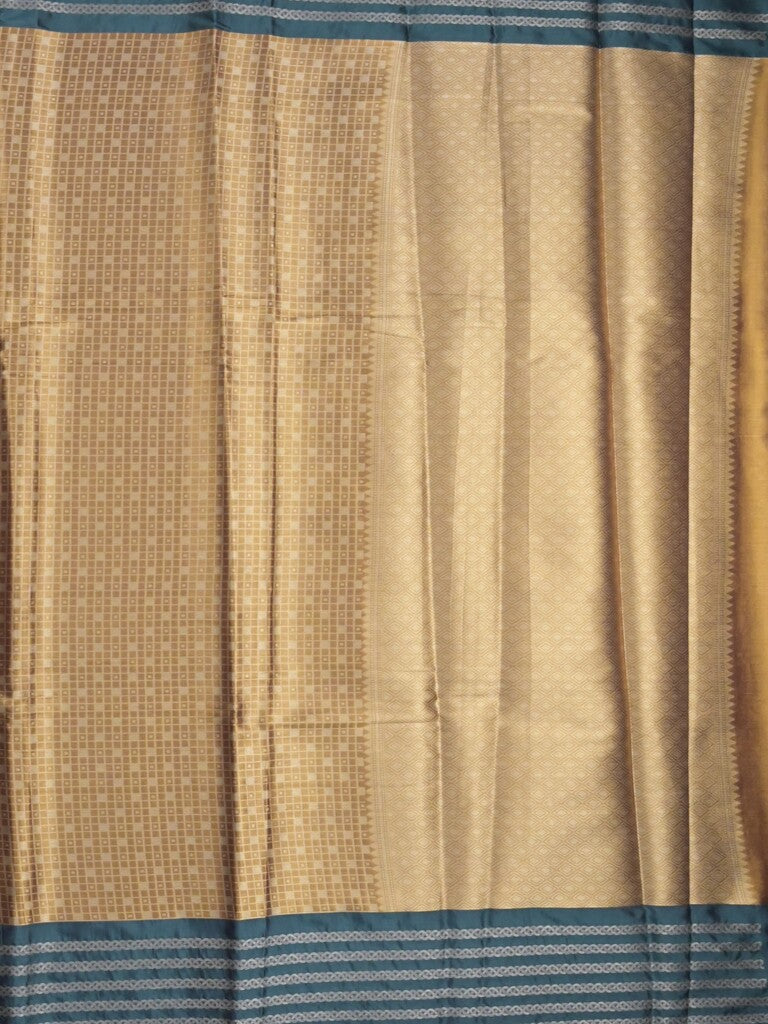Tissue fancy saree beige color allover weaves & contrast border with self pallu and attached blouse