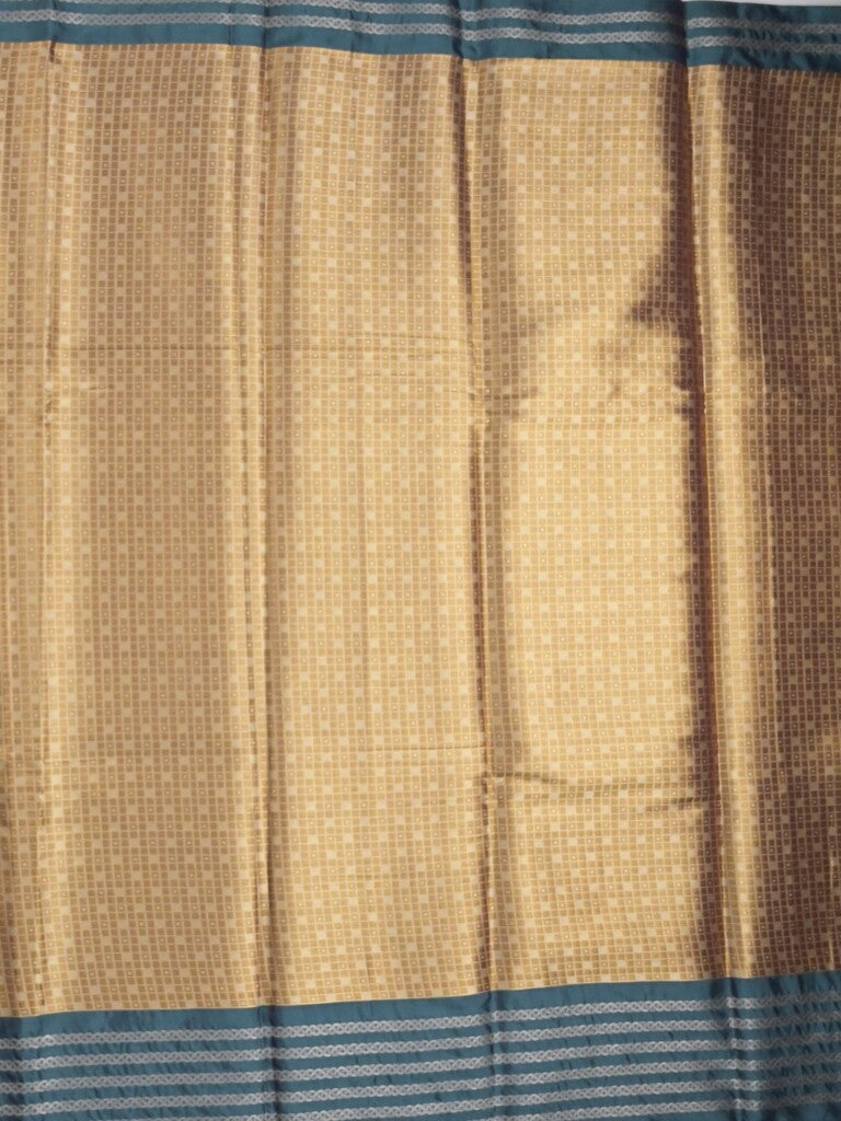 Tissue fancy saree beige color allover weaves & contrast border with self pallu and attached blouse
