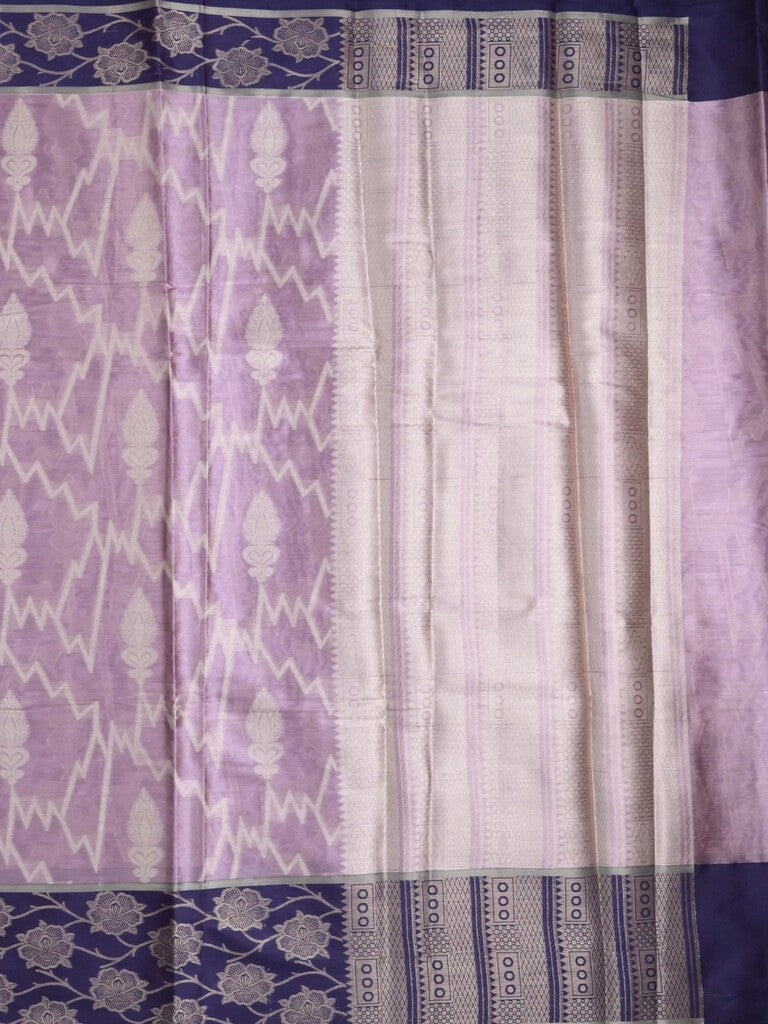 Tissue fancy saree light purple color allover weaves & contrast border with self pallu and attached blouse