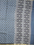 Maheshwari fancy saree light blue color allover prints & small zari border and printed pallu and plain blouse