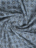 Maheshwari fancy saree light blue color allover prints & small zari border and printed pallu and plain blouse