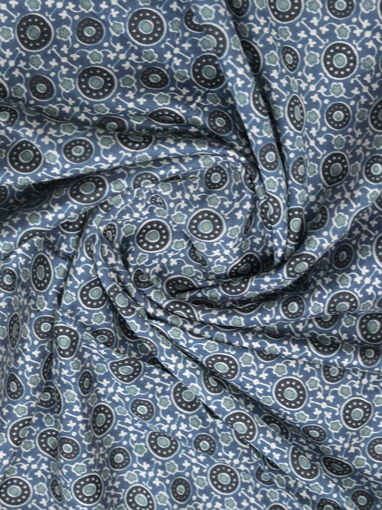 Maheshwari fancy saree light blue color allover prints & small zari border and printed pallu and plain blouse