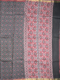 Maheshwari fancy saree black color allover prints & small zari border and printed pallu and plain blouse