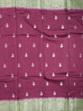 Raw mango fancy saree dark magenta color allover zari motifs & zari border with zari pallu and contrast blouse
