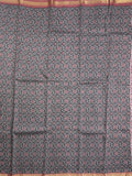 Maheshwari fancy saree black color allover prints & small zari border and printed pallu and plain blouse