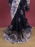 Maheshwari fancy saree for women | black | printed border | attached blouse