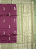 Raw mango fancy saree wine color allover zari motifs & zari border with zari pallu and contrast blouse