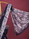 Maheshwari fancy saree for women | black | printed border | attached blouse