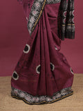 Maheshwari fancy saree for women | black | printed border | attached blouse