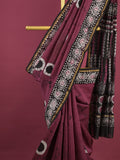Maheshwari fancy saree for women | black | printed border | attached blouse