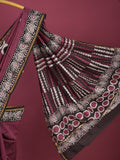 Maheshwari fancy saree for women | black | printed border | attached blouse