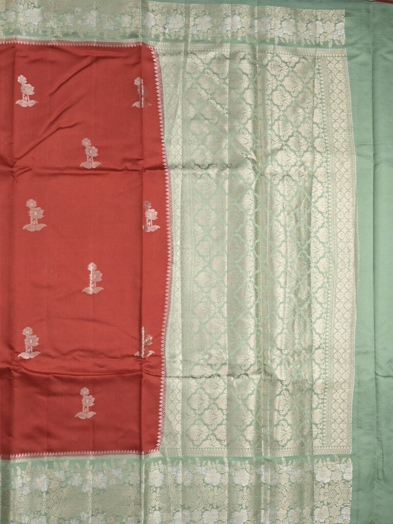 Raw mango fancy saree red color allover zari motifs & zari border with zari pallu and contrast blouse