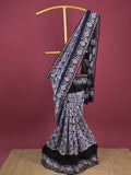 Maheshwari fancy saree for women | black | printed border | attached blouse