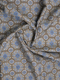 Maheshwari fancy saree snuff color allover prints & small zari border and printed pallu and plain blouse