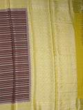 Georgette fancy saree dark wine color allover zari stripes & zari border with rich pallu and plain blouse