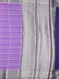 Georgette fancy saree lavender color allover zari stripes & zari border with rich pallu and plain blouse
