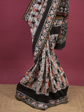 Maheshwari fancy saree for women | black | printed border | attached blouse