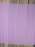 Georgette fancy saree light lavender color allover zari stripes & zari border with rich pallu and plain blouse