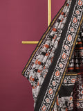 Maheshwari fancy saree for women | black | printed border | attached blouse