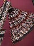 Maheshwari fancy saree for women | black | printed border | attached blouse