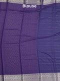 Georgette fancy saree sky blue color allover zari stripes & zari border with rich pallu and plain blouse