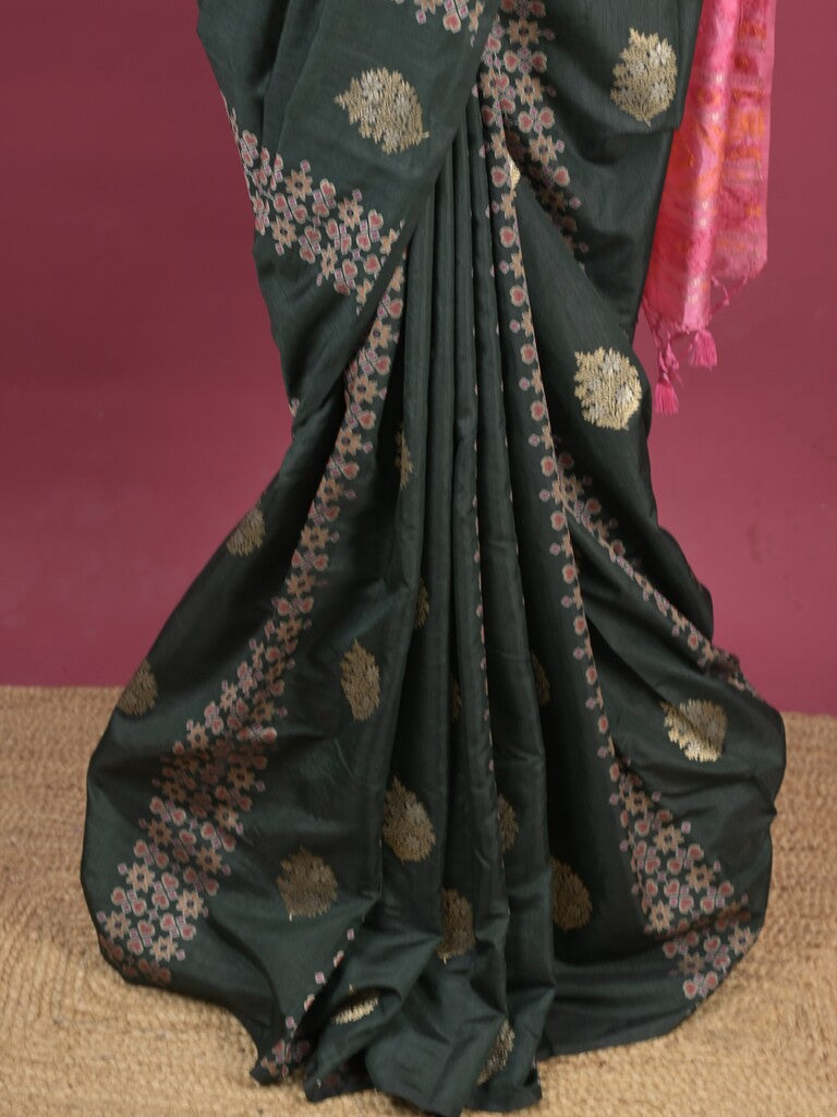 Dupion fancy saree for women | rust orange | allover weaves | party wear