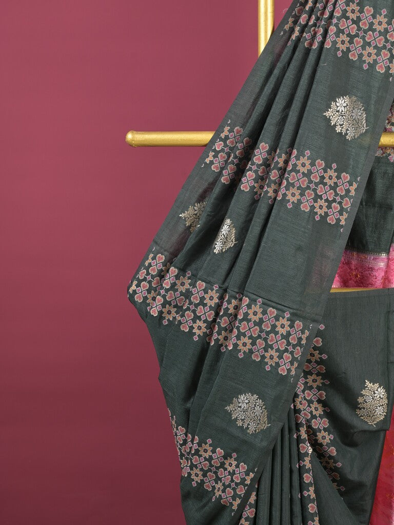 Dupion fancy saree for women | rust orange | allover weaves | party wear
