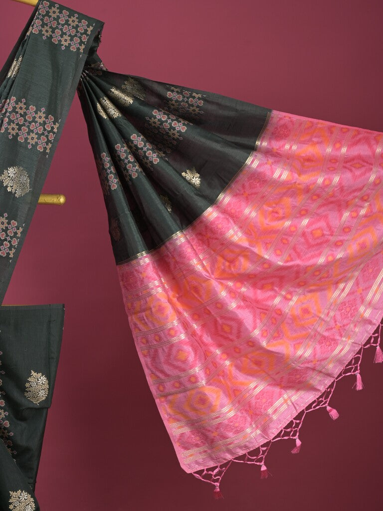 Dupion fancy saree for women | rust orange | allover weaves | party wear