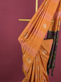 Dupion fancy saree for women | rust orange | allover weaves | party wear