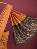 Dupion fancy saree for women | rust orange | allover weaves | party wear