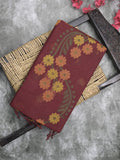Bengali cotton saree dark maroon color allover weaves and weaving border with weaving pallu