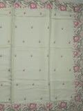 Tussar fancy saree light pista green color allover embroidery motifs & embroidery border with running pallu and plain blouse