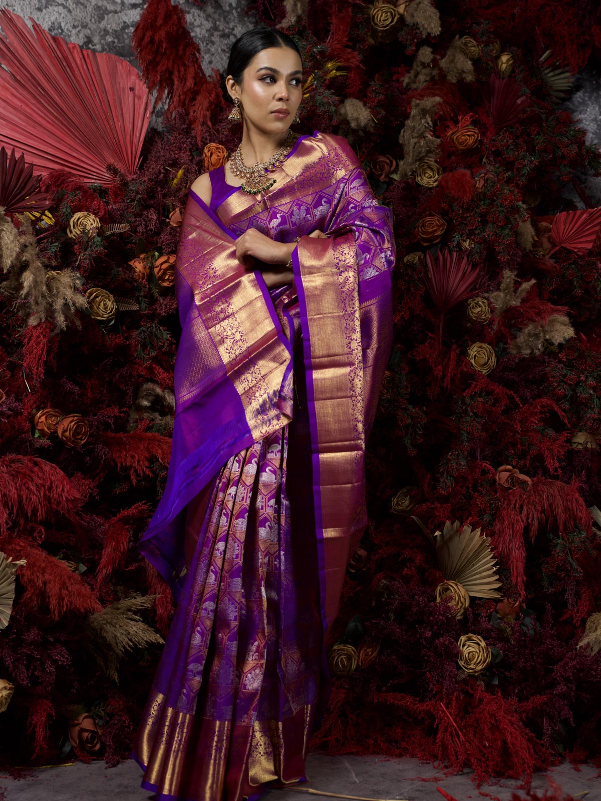 Buy Rarebeauty Embroidered Bollywood Georgette Purple Sarees Online @ Best  Price In India | Flipkart.com