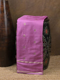 Satin silk fancy saree purple color allover zari motifs & zari border with rich pallu and contrast blouse