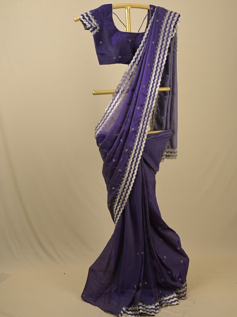 Rocket saree Soft organza saree in blue color