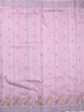Tussar fancy saree light purple color allover embroidery motifs & embroidery border with running pallu and plain blouse