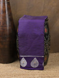 Dupion fancy saree royal blue color allover zari motifs & zari border with zari pallu and contrast blouse