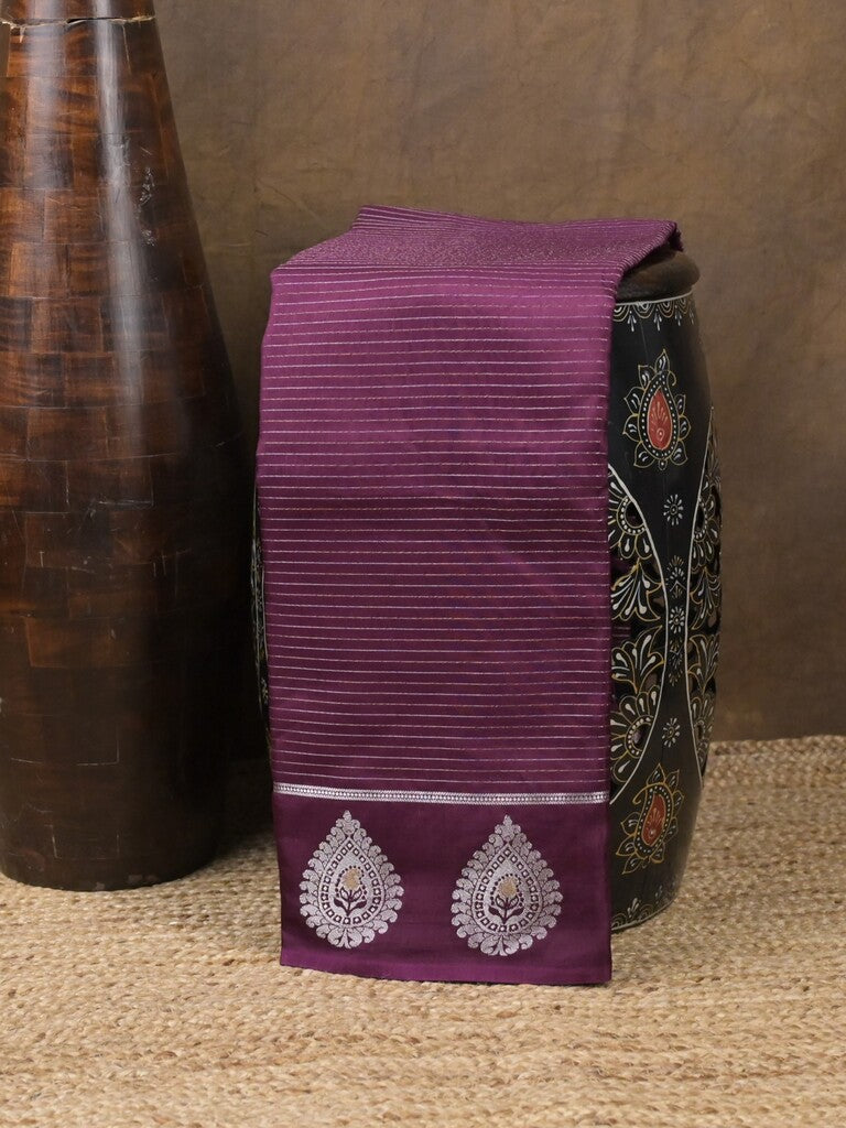 Dupion fancy saree wine color allover zari motifs & zari border with zari pallu and contrast blouse